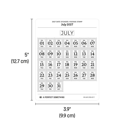 2027 Date Stickers: Postage Stamp
