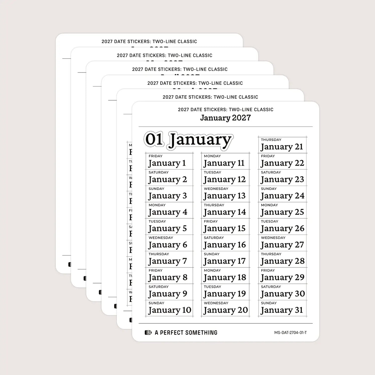 2027 Date Stickers: Two Line Classic