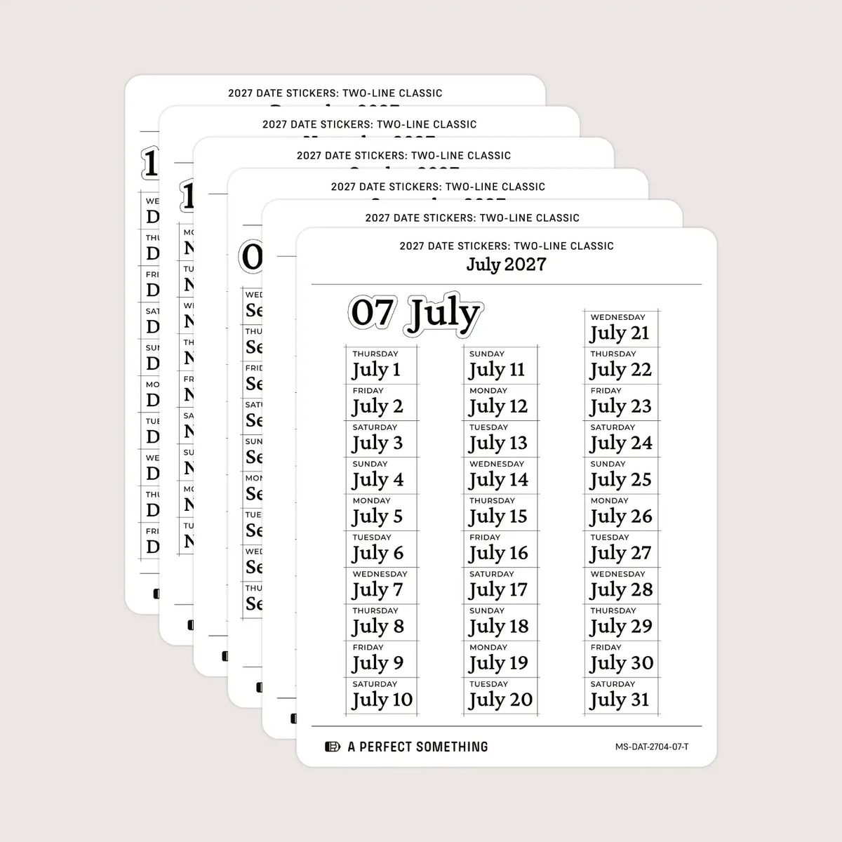 2027 Date Stickers: Two Line Classic