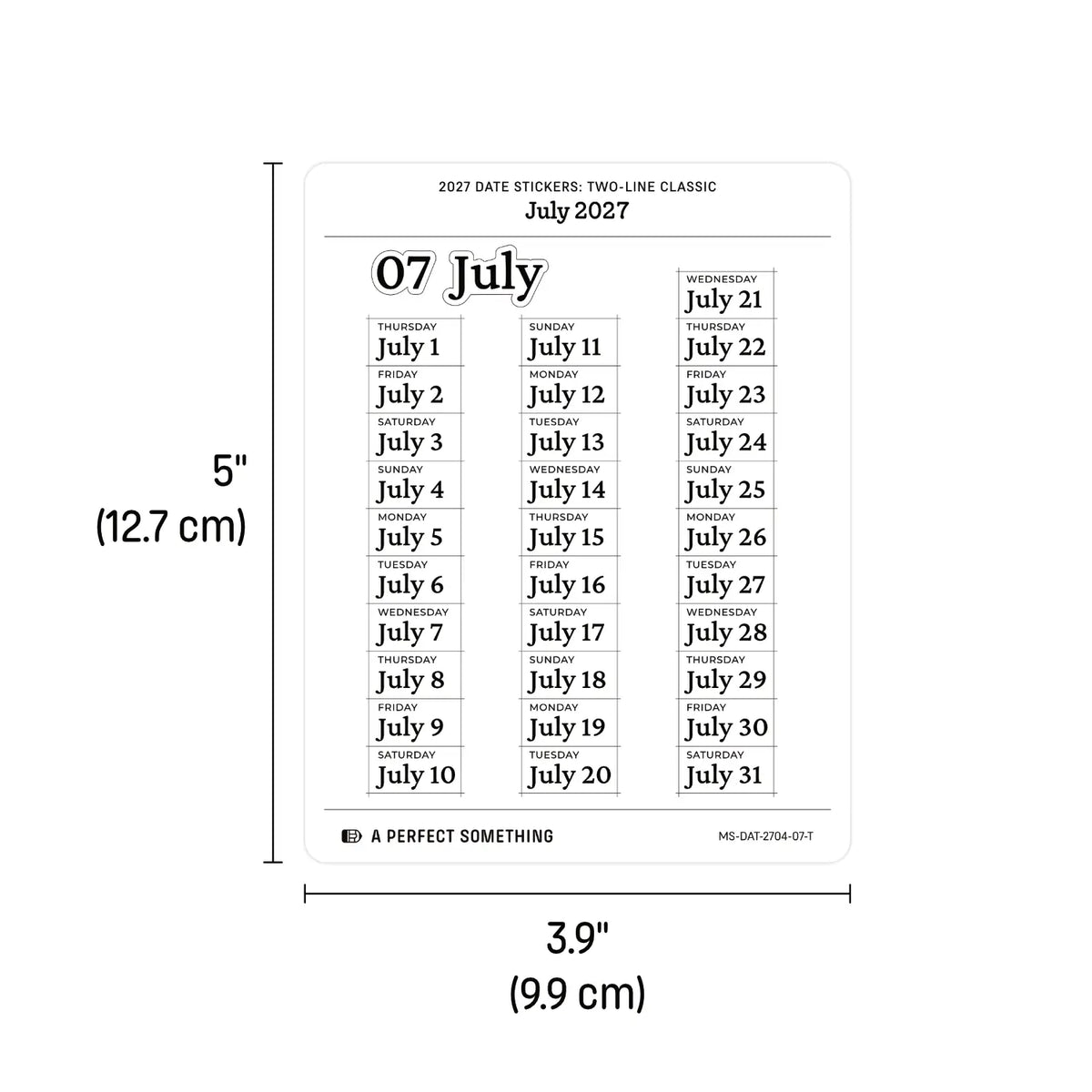 2027 Date Stickers: Two Line Classic