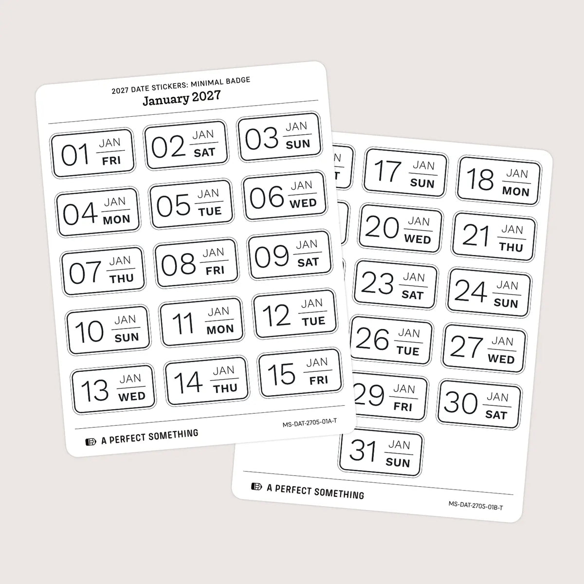 2027 Date Stickers: Minimal Badge