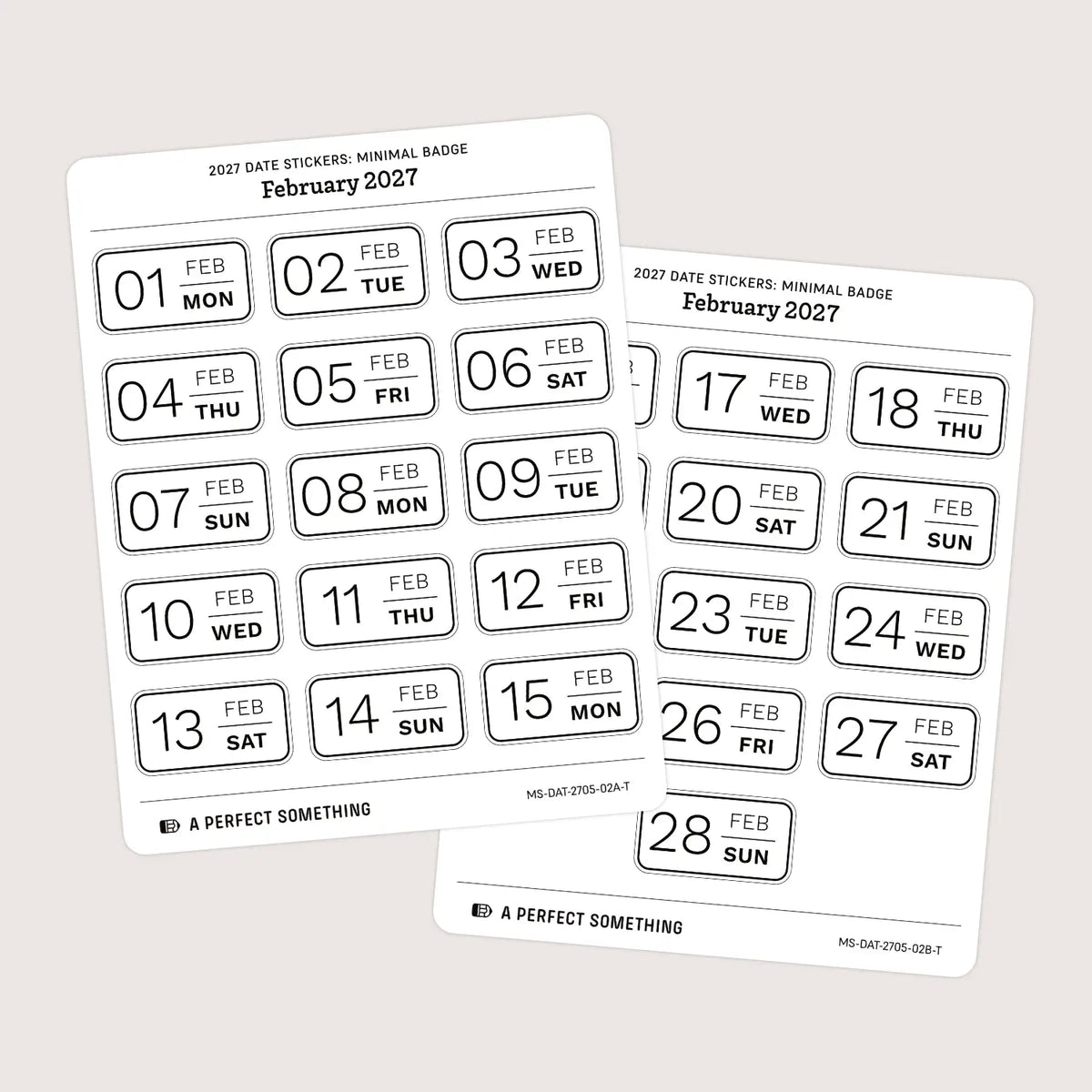 2027 Date Stickers: Minimal Badge