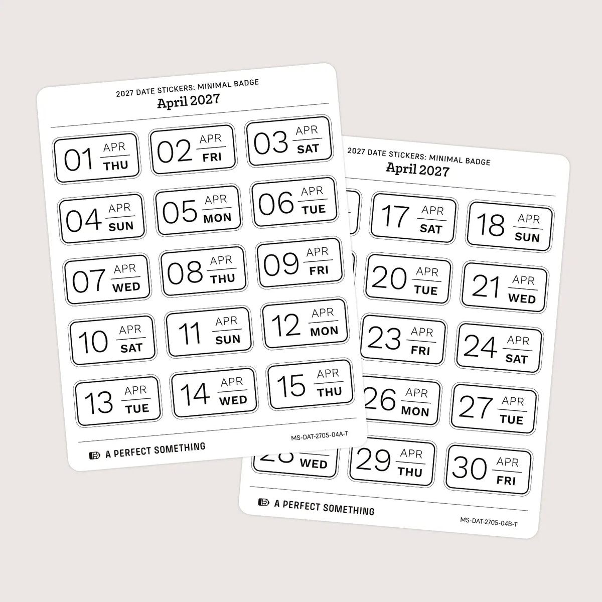 2027 Date Stickers: Minimal Badge