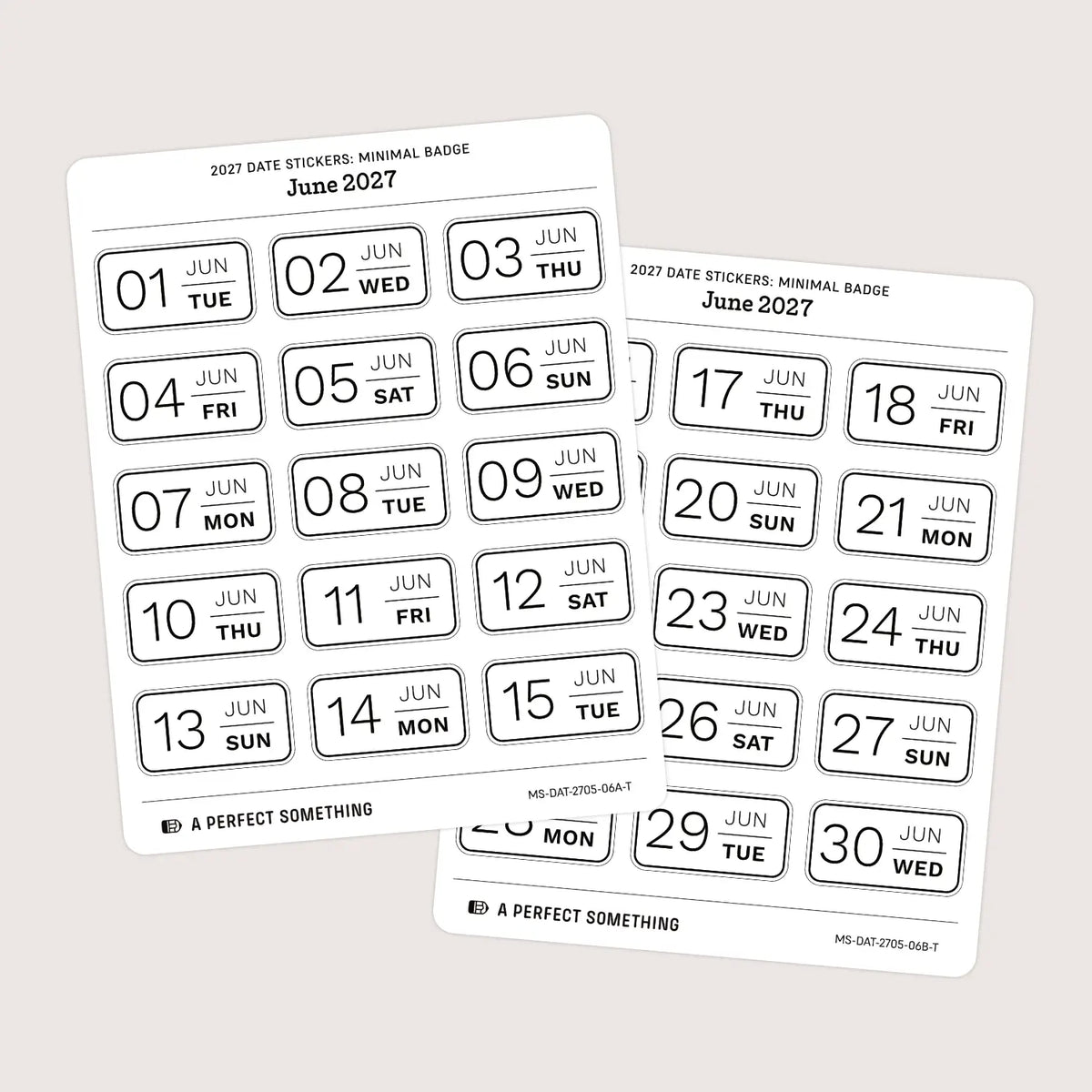 2027 Date Stickers: Minimal Badge