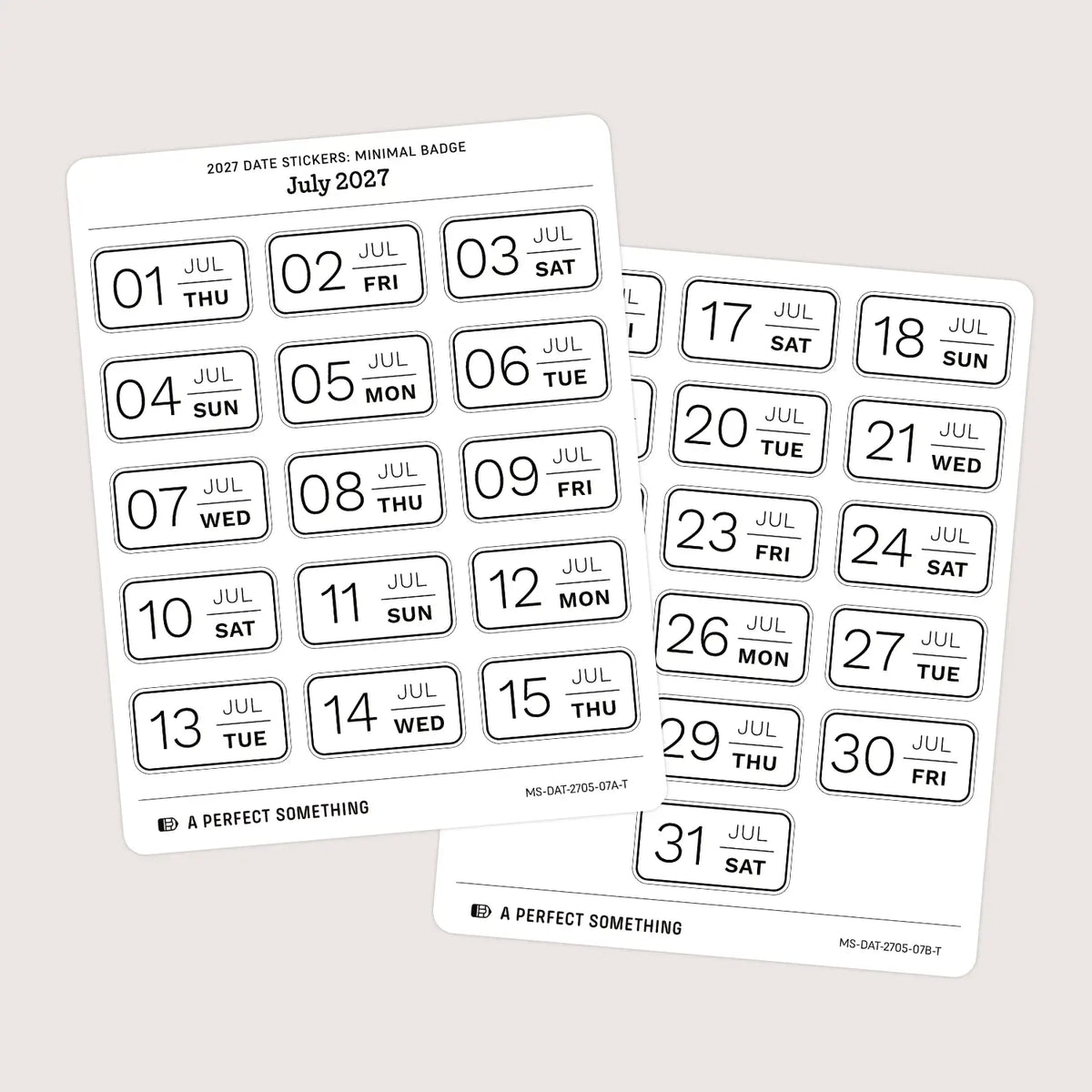 2027 Date Stickers: Minimal Badge