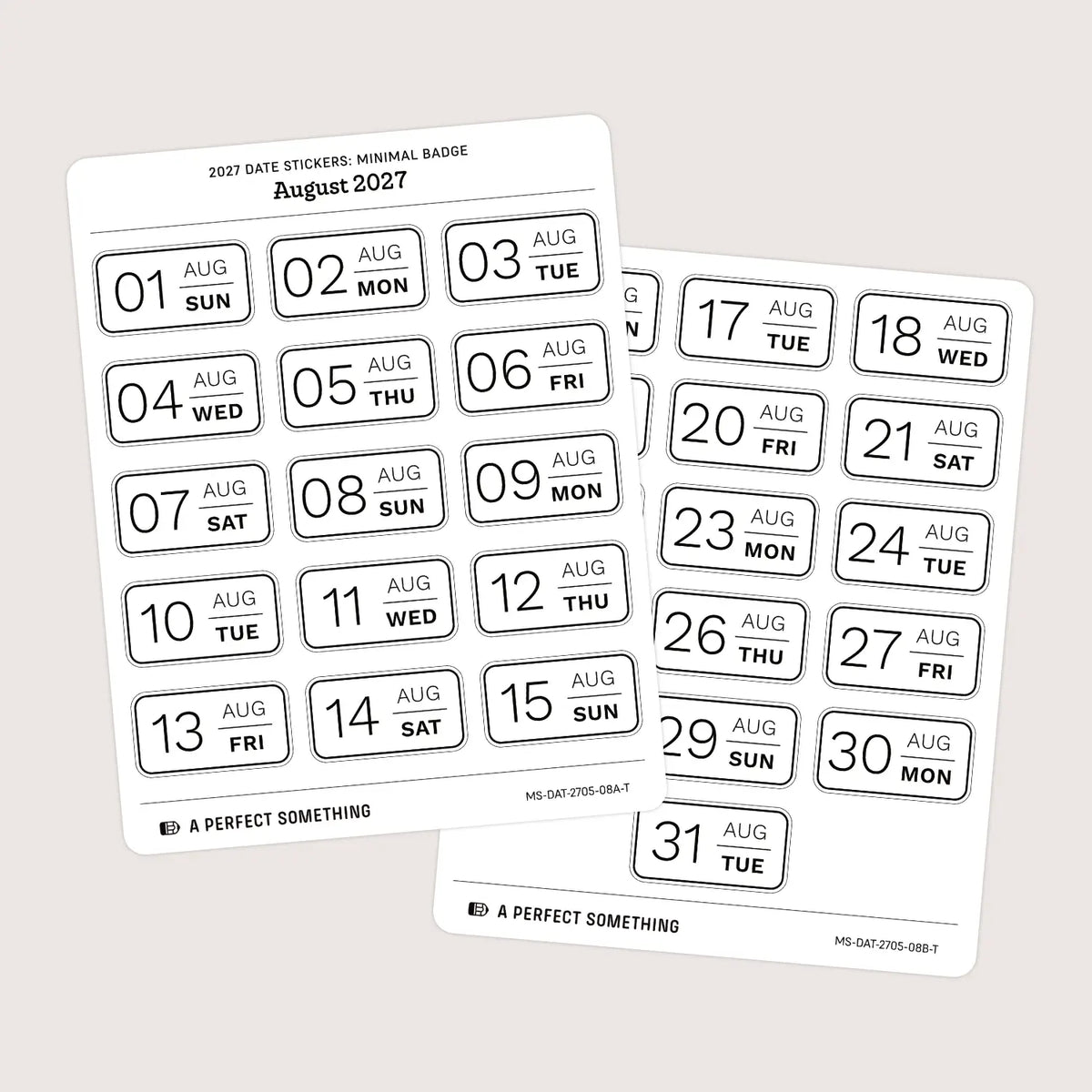 2027 Date Stickers: Minimal Badge