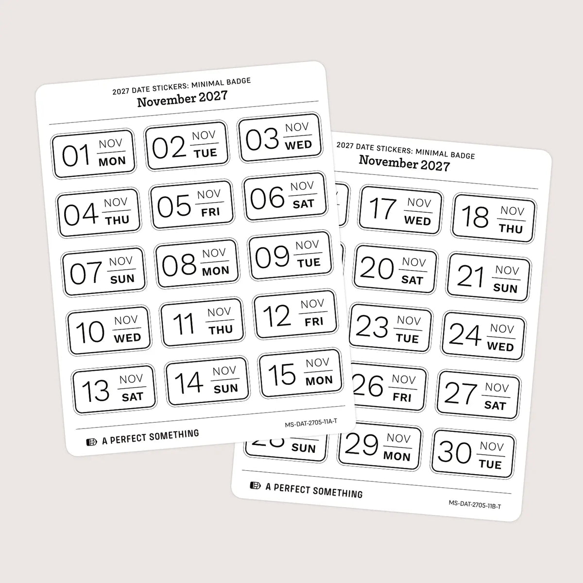 2027 Date Stickers: Minimal Badge