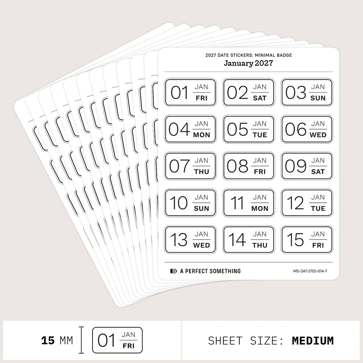 2027 Date Stickers: Minimal Badge