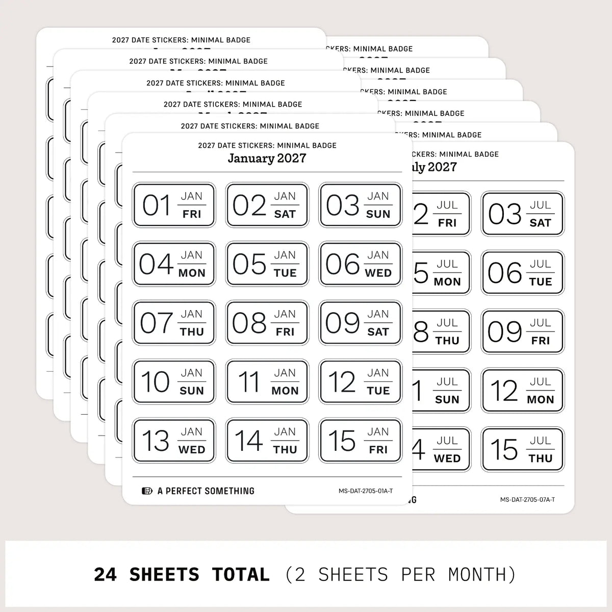 2027 Date Stickers: Minimal Badge
