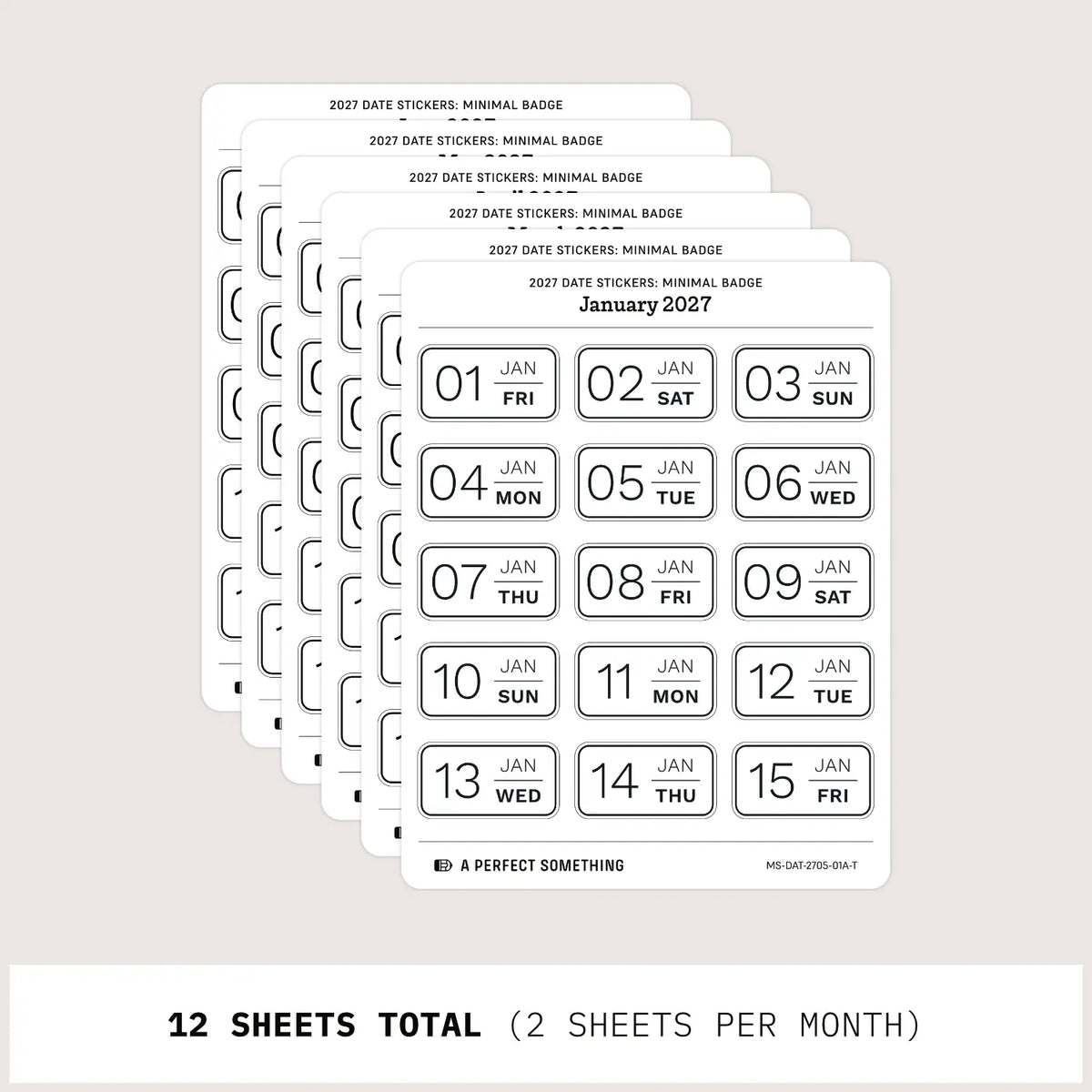 2027 Date Stickers: Minimal Badge