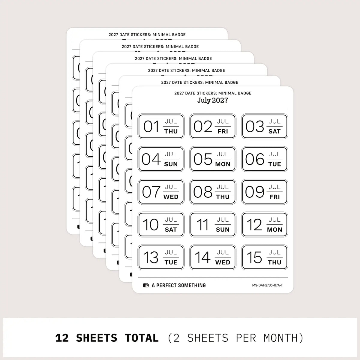 2027 Date Stickers: Minimal Badge