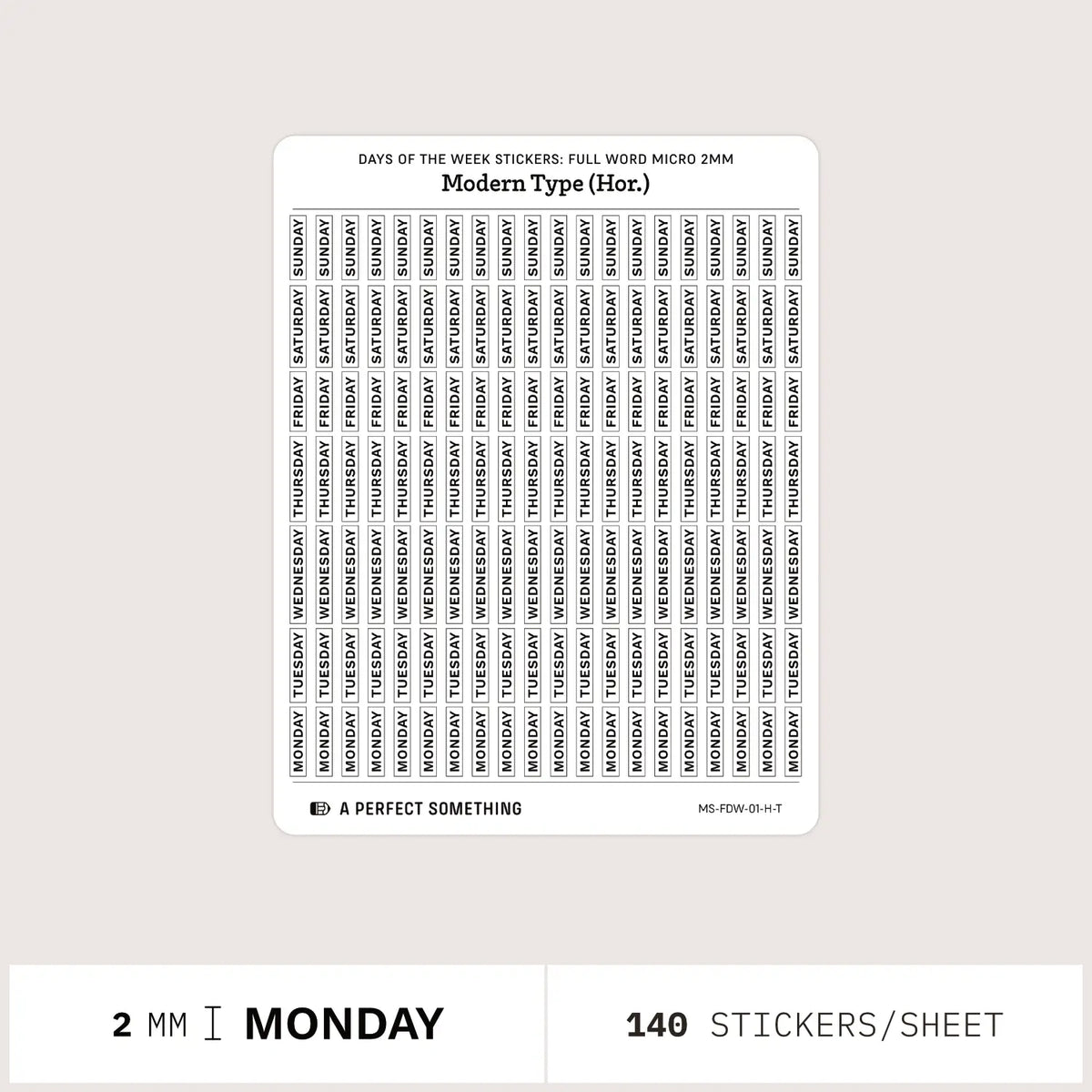 Day of the Week Stickers: Full Word All Caps