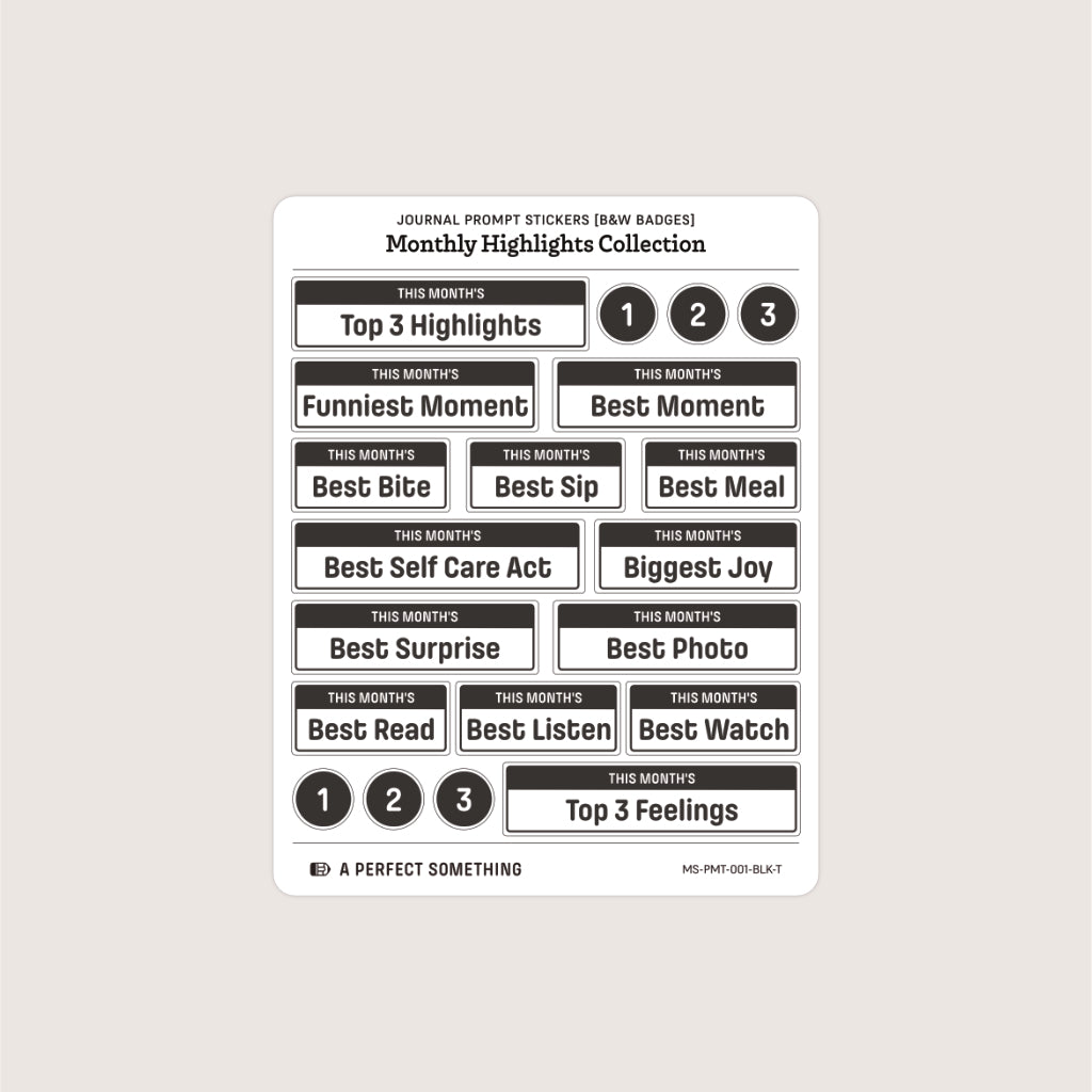 Journal Prompt Stickers: Monthly Highlight Badges
