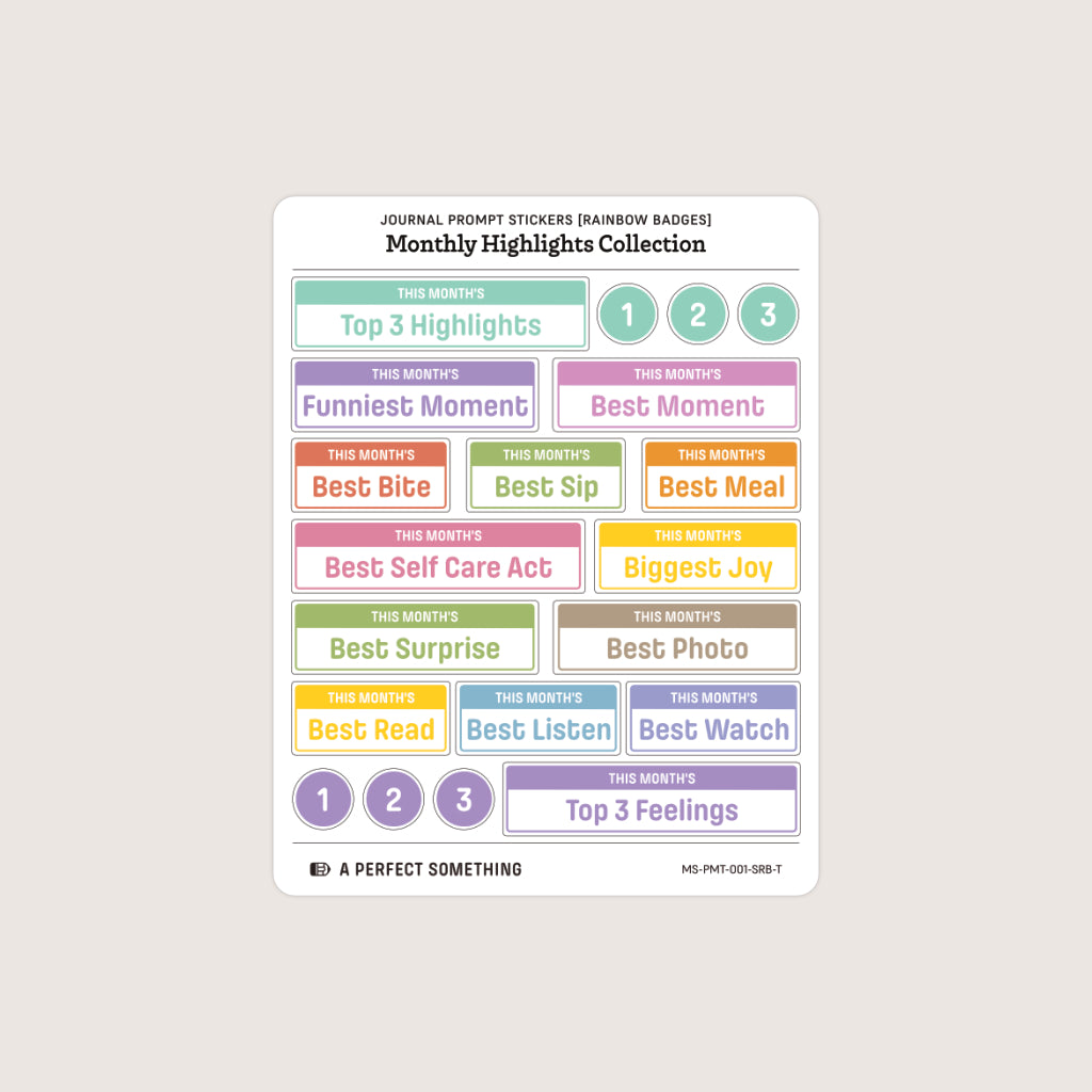 Journal Prompt Stickers: Monthly Highlight Badges