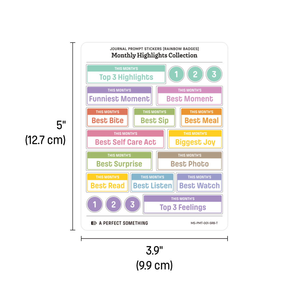 Journal Prompt Stickers: Monthly Highlight Badges