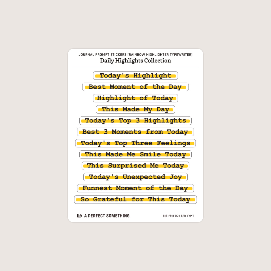 Journal Prompt Stickers: Daily Highlights, Highlighter Style
