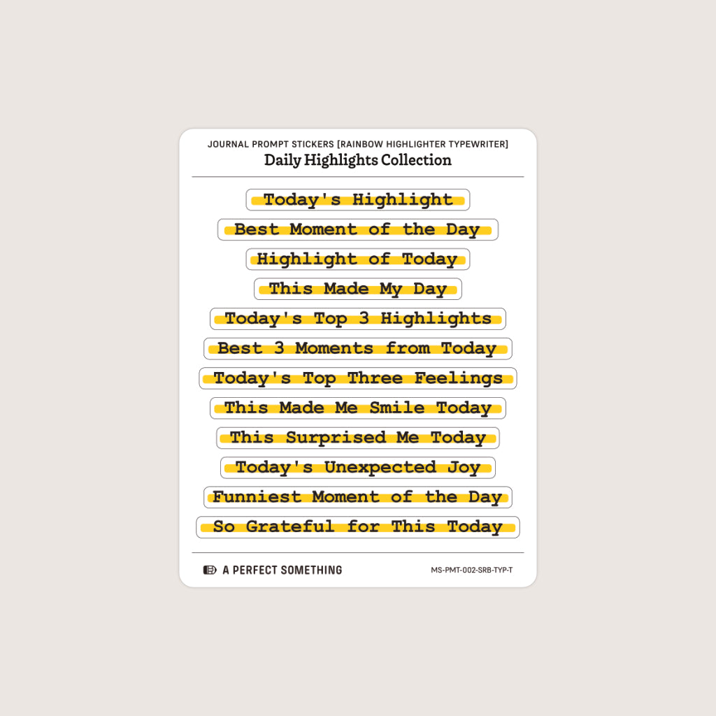 Journal Prompt Stickers: Daily Highlights, Highlighter Style