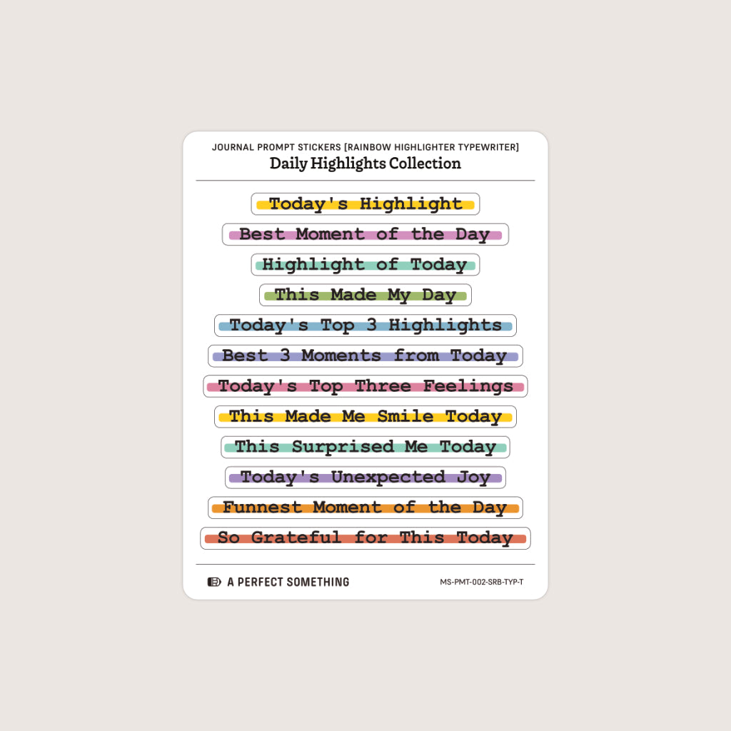 Journal Prompt Stickers: Daily Highlights, Highlighter Style