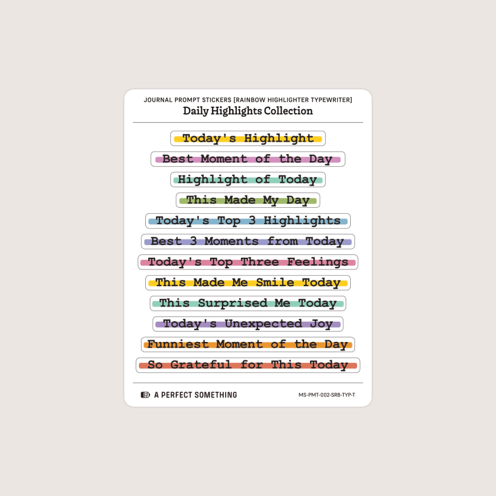 Journal Prompt Stickers: Daily Highlights, Highlighter Style