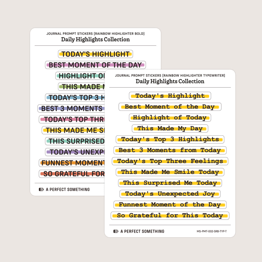 Journal Prompt Stickers: Daily Highlights, Highlighter Style