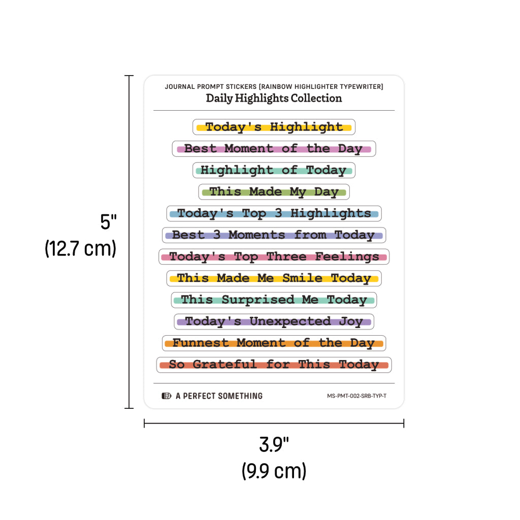 Journal Prompt Stickers: Daily Highlights, Highlighter Style