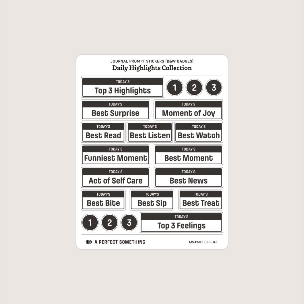 Journal Prompt Stickers: Daily Highlight Badges