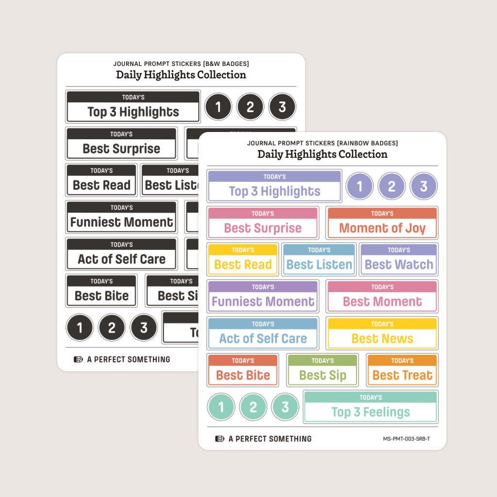Journal Prompt Stickers: Daily Highlight Badges