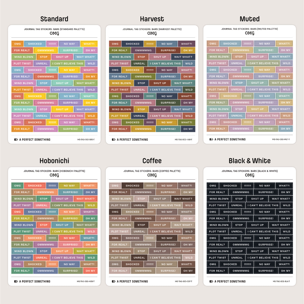 Journal Tag Stickers (Bars): OMG