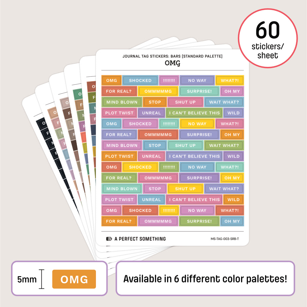 Journal Tag Stickers (Bars): OMG