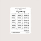 Undated Date Stickers: Classic Serif