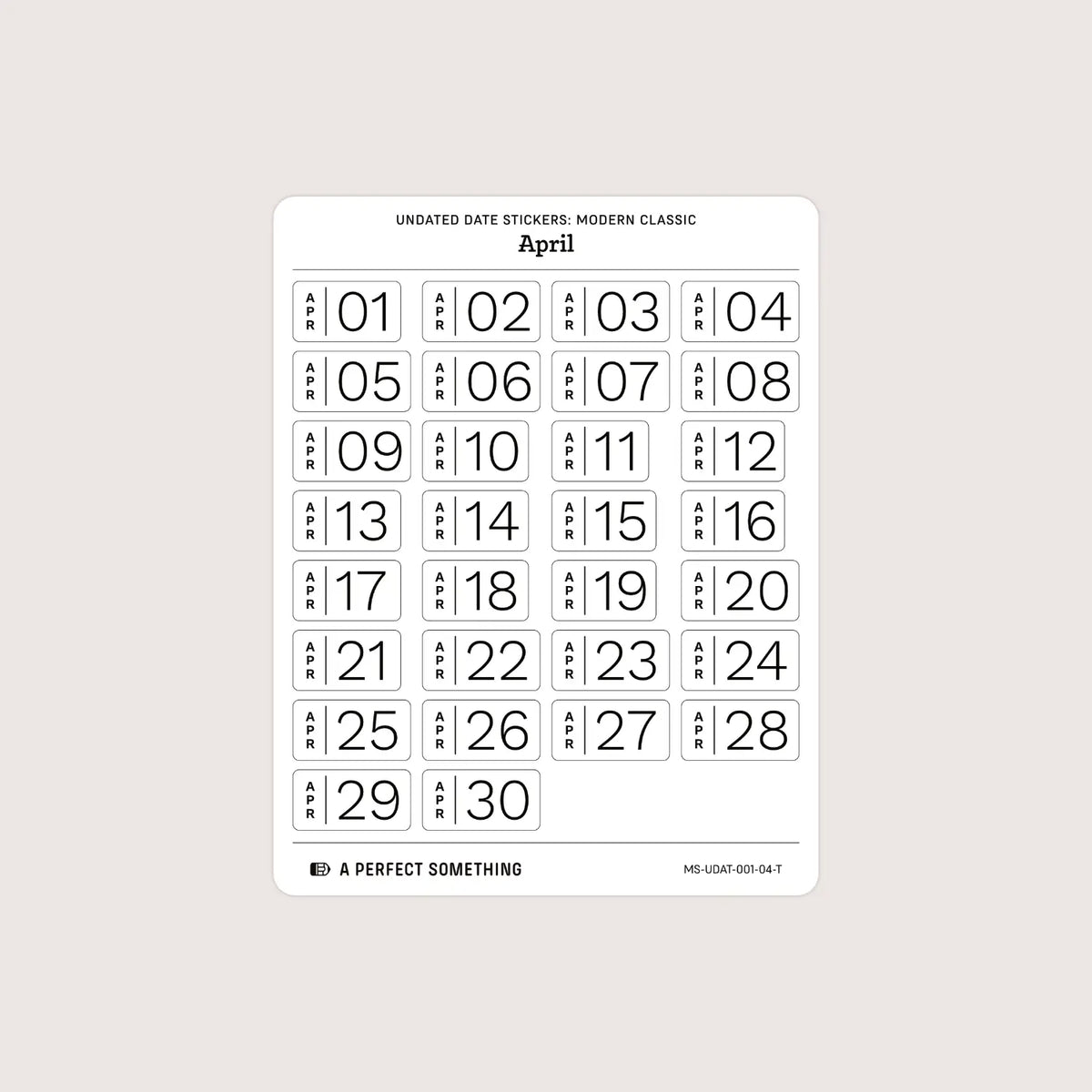 Undated Date Stickers: Modern Classic