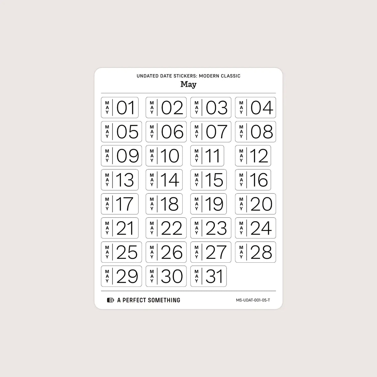 Undated Date Stickers: Modern Classic