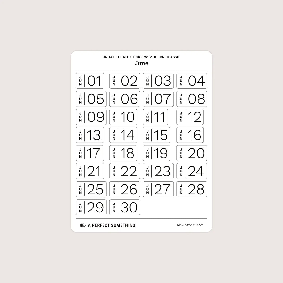 Undated Date Stickers: Modern Classic