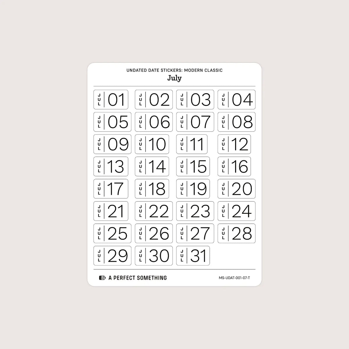 Undated Date Stickers: Modern Classic