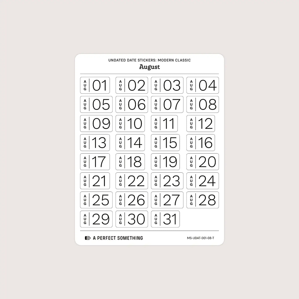 Undated Date Stickers: Modern Classic