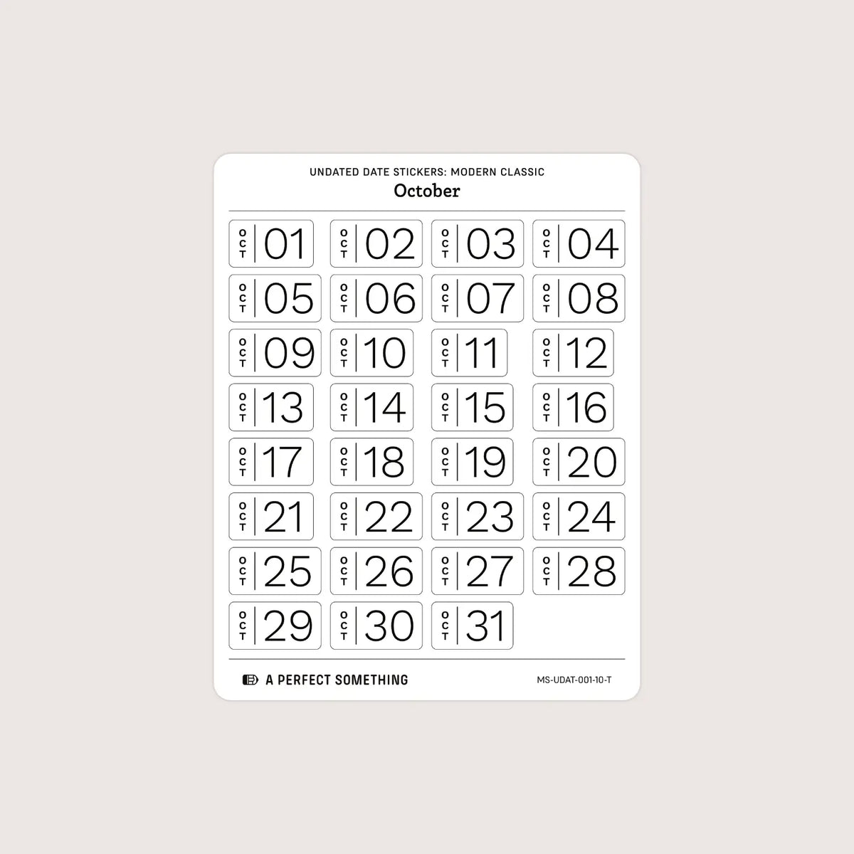 Undated Date Stickers: Modern Classic