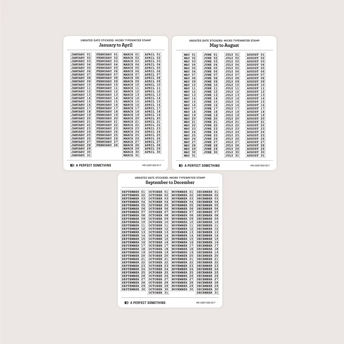 Undated Date Stickers: Micro Typewriter Stamp