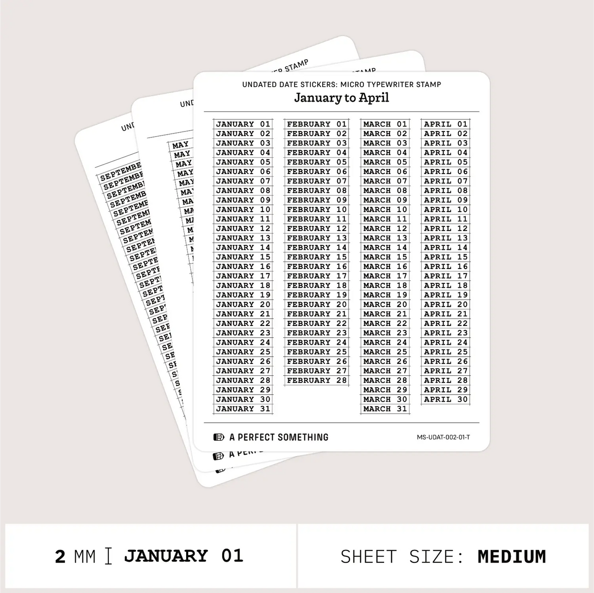 Undated Date Stickers: Micro Typewriter Stamp