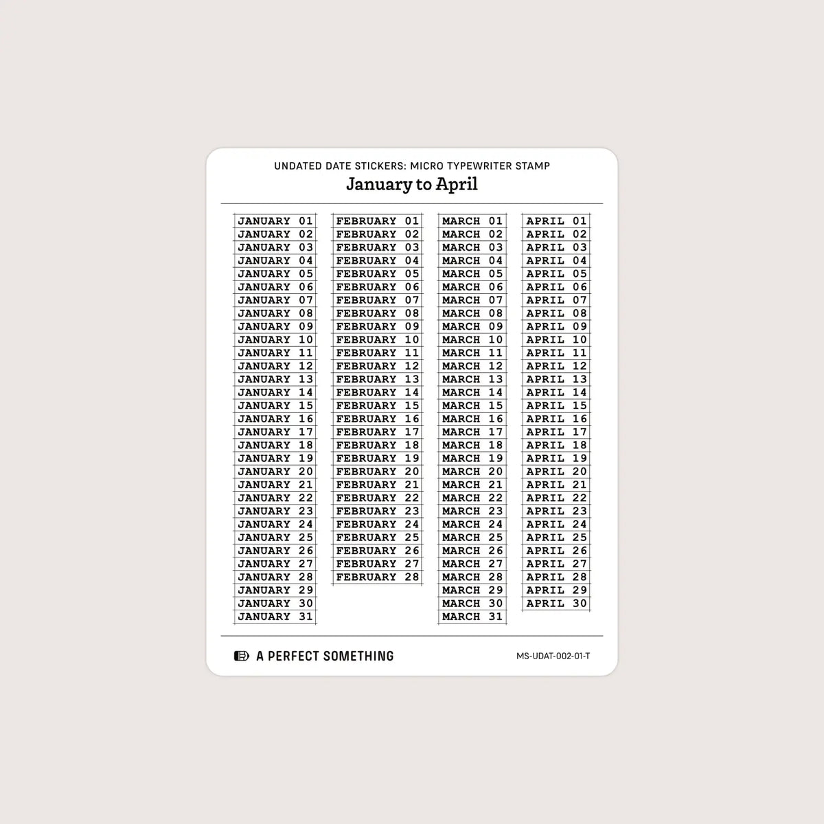 Undated Date Stickers: Micro Typewriter Stamp