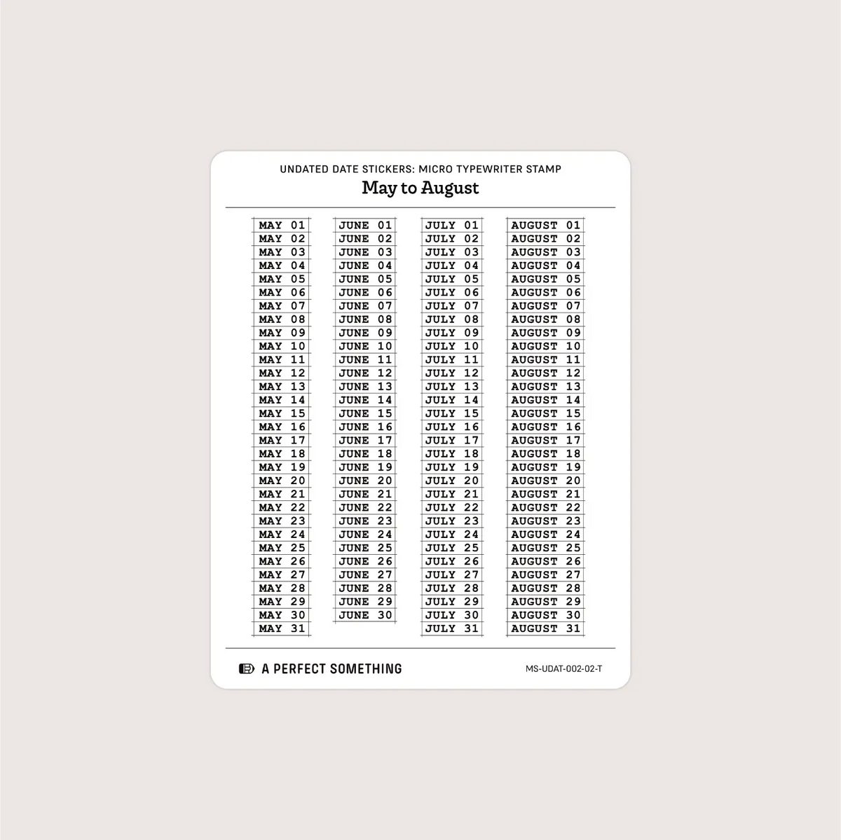 Undated Date Stickers: Micro Typewriter Stamp