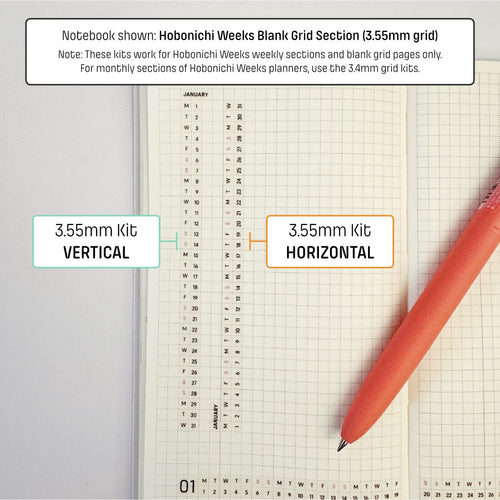 3.55mm Grid Layout Stickers: Monthly Tracking Kits (fits Hobonichi Weeks weekly and blank grid sections)