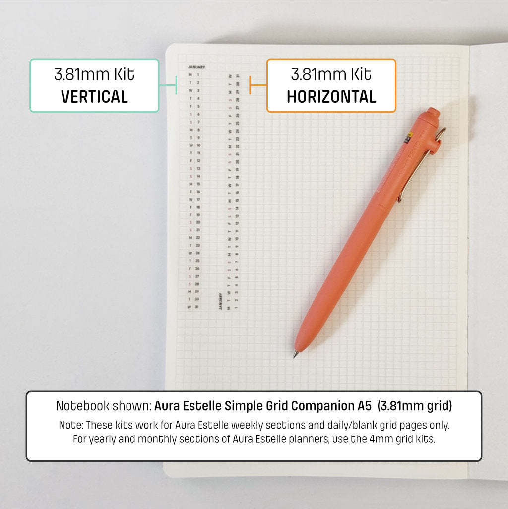 3.81mm Grid Layout Stickers: Monthly Tracking Kits (fits Aura Estelle planners)