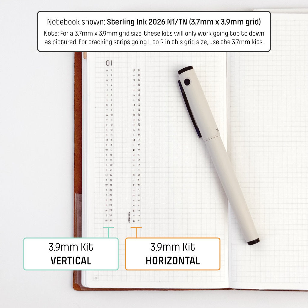 3.9mm Grid Layout Stickers: Monthly Tracking Kits (fits select Sterling Ink planners)