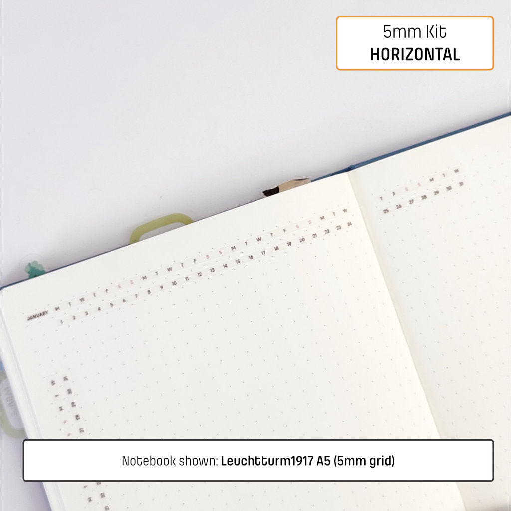5mm Grid Layout Stickers: Monthly Tracking Kits