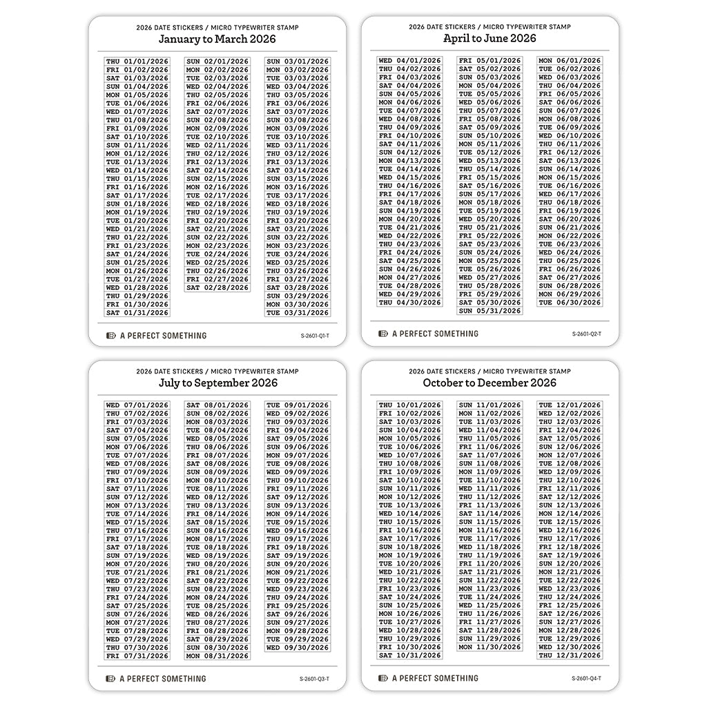 2026 Date Stickers: Micro Typewriter Stamp
