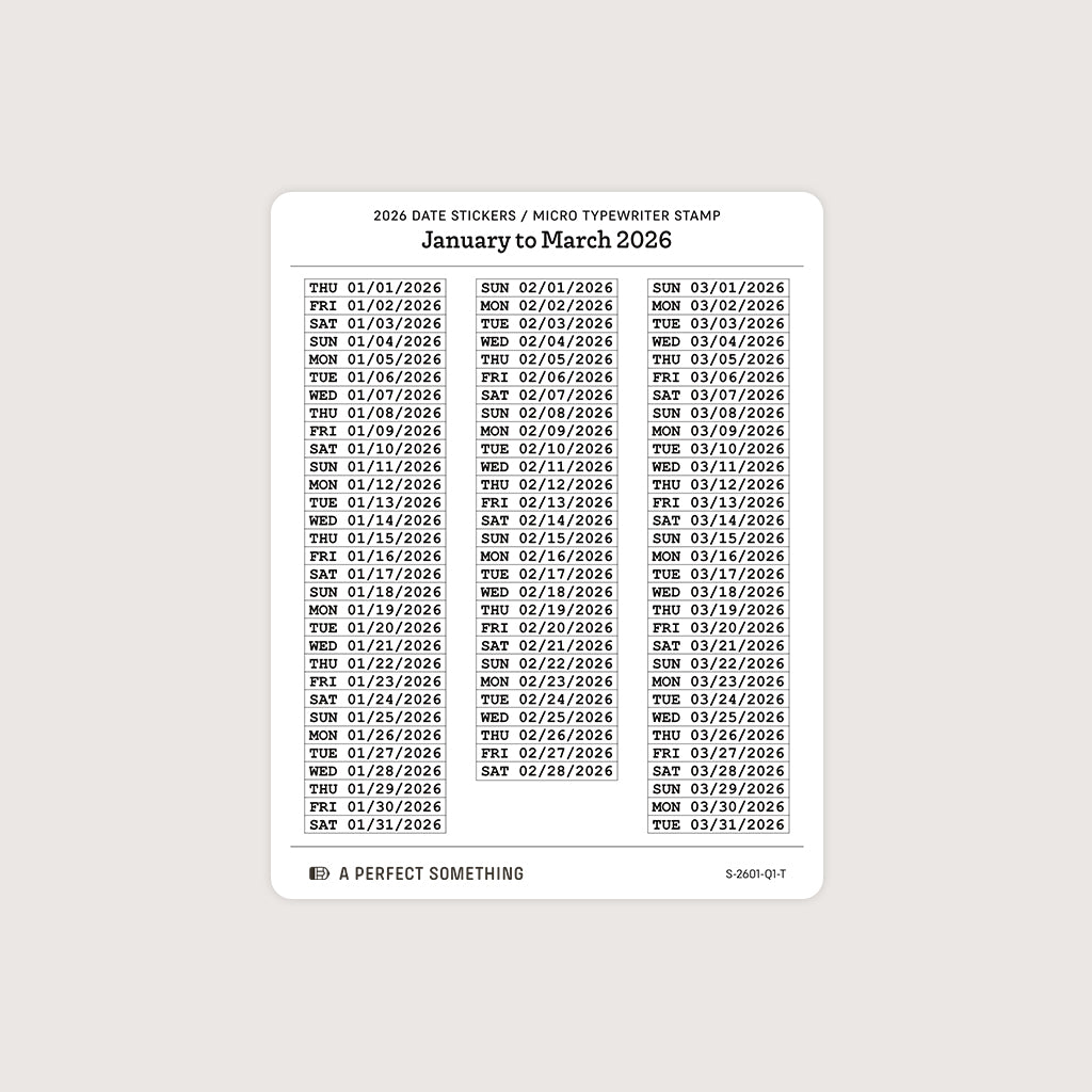2026 Date Stickers: Micro Typewriter Stamp