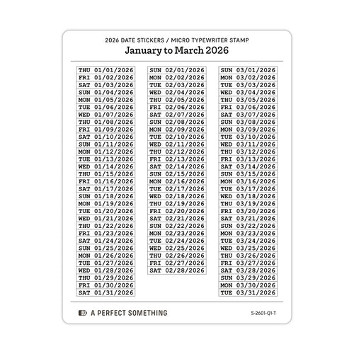 2026 Date Stickers: Micro Typewriter Stamp