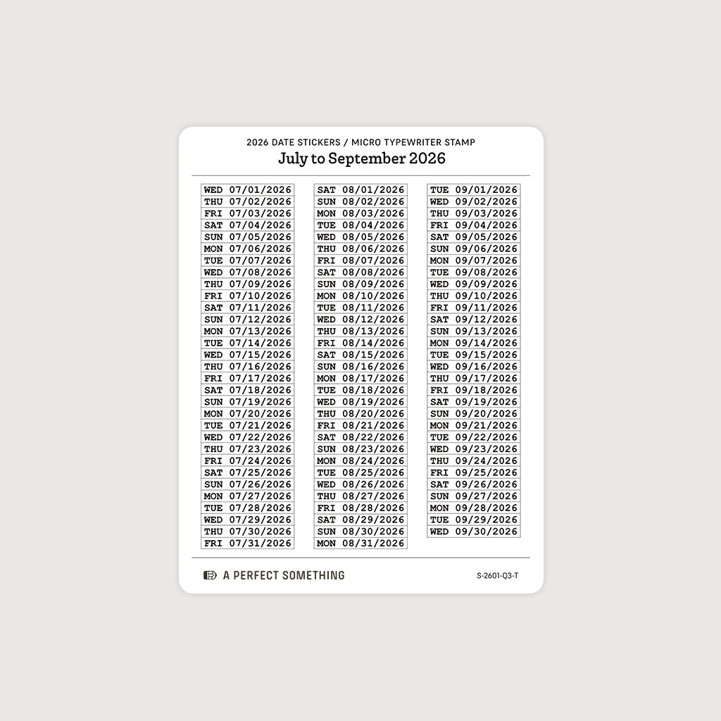 2026 Date Stickers: Micro Typewriter Stamp