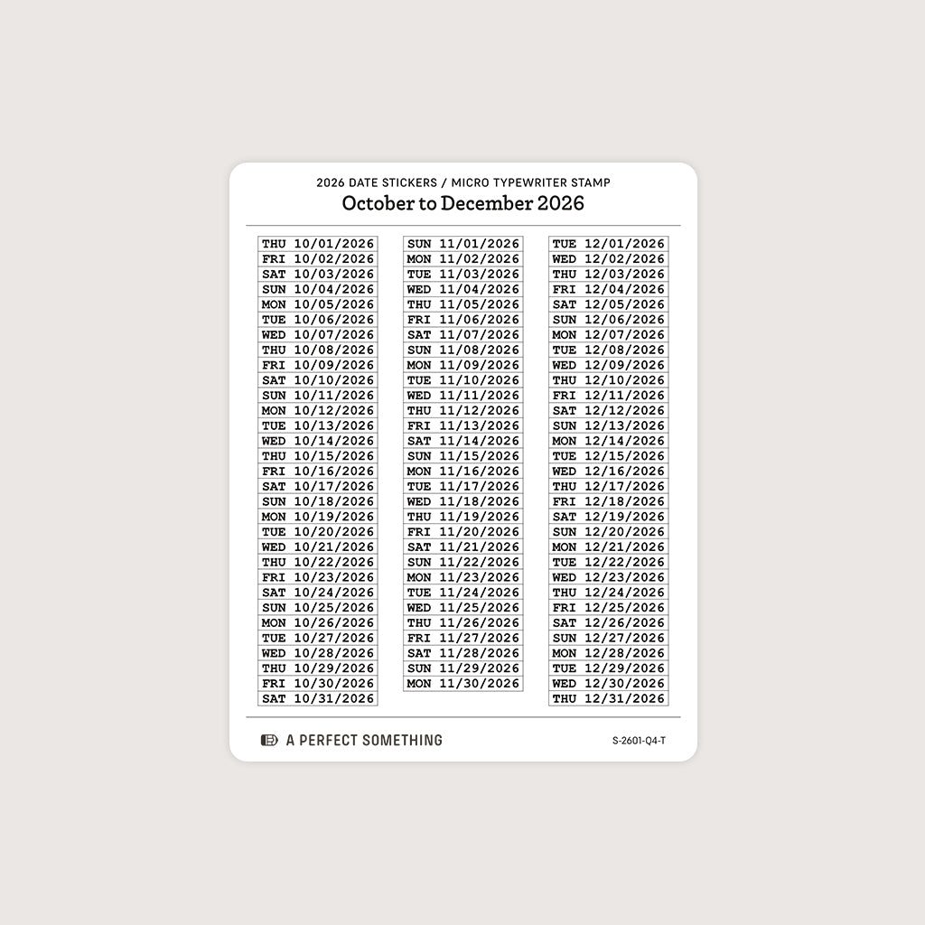 2026 Date Stickers: Micro Typewriter Stamp
