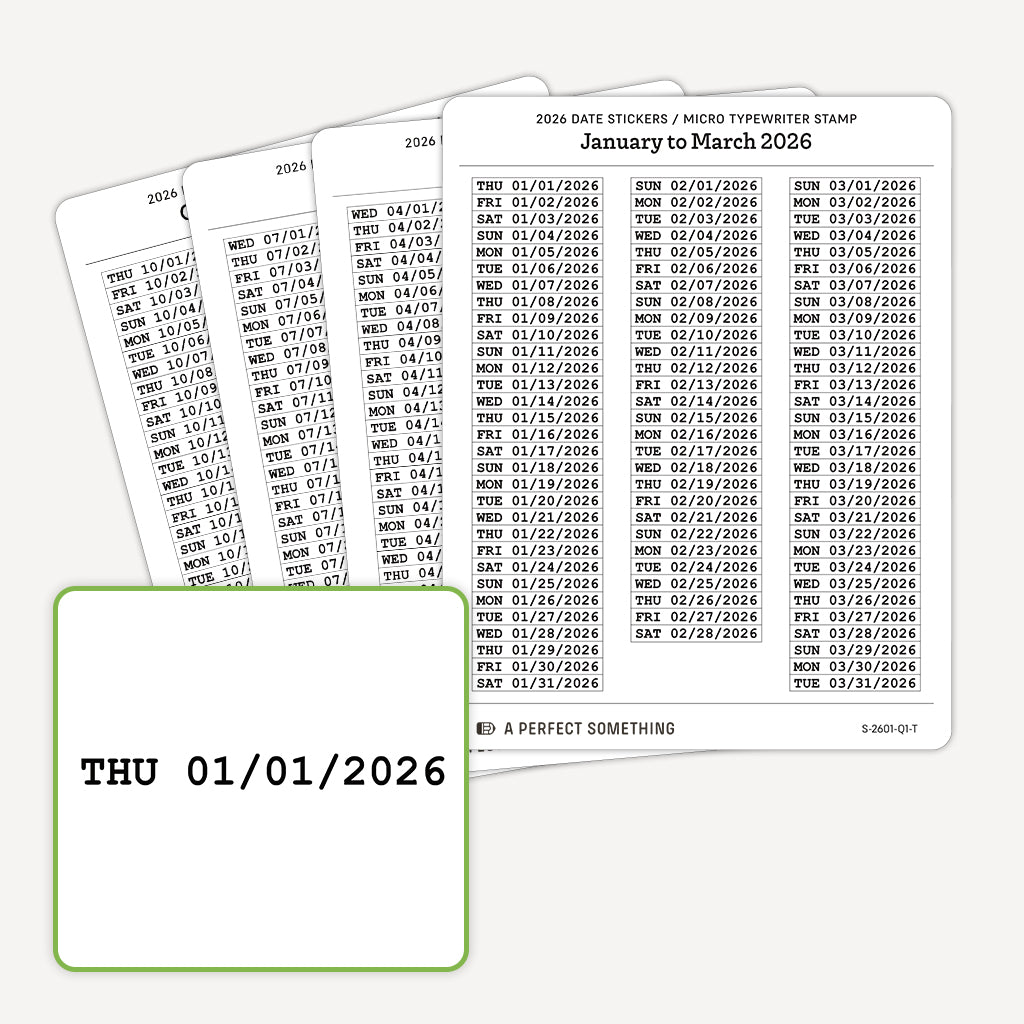 2026 Date Stickers: Micro Typewriter Stamp